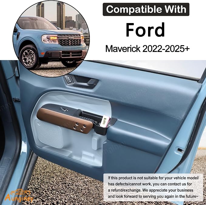 Car Door Handle Storage Organizer Compatible with Ford Maverick 2022-2025 2026, Front Rear Door Handle Armrest Insert Tray Glove Pallet Box Side Door Storage Box TPE Interior Accessories
