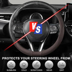 Steering Wheel Cover 14.5-15 inch (37-39 cm) Medium Size, Microfiber Leather, Non-Slip Comfortable Grip, Fits Cars Trucks SUVs, Chocolate Brown
