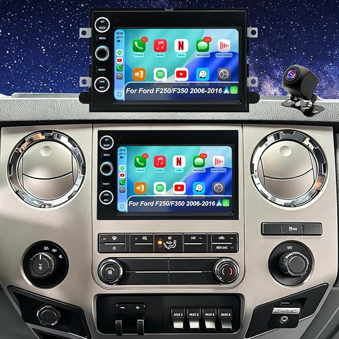 5GWiFi Radio for Ford F150 2004-2008, F250/F350 2006-2016, E150/E250/E350 2009-2014, Edge 2007-2010, Escape 2008-2012, Mustang Fusion Expedition Explorer 7"Touchscreen Stereo Carplay Android Auto GPS