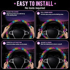 Neon Rainbow Leopard Print Steering Wheel Cover for Women Men Neoprene Breathable Wheel Cover Protector Anti-Slip Car Accessories Universal 15 Inch Fit for Cars Trucks Vehicles