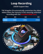 4K Dash Cam Front and Rear, Front 4K Rear 1080P Dual Dash Camera for Cars, Mini Dashcam with 64GB Card, APP Control, Night Vision, G-Sensor, Loop Recording, Parking Mode