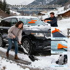 49.2" Car Snow Brush and Ice Scraper for Car Windshield, 3-in-1 Extendable Snow Shovel with Wide Head,180° Pivoting Snow Brush Head and Fpam Grip, Durable Snow Remover for Car Auto Truck SUV