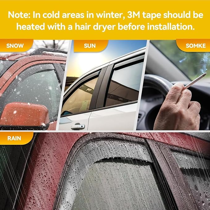 Rain Guards for 2017-2022 Honda CR-V CRV, Out-Channel Window Visor Shields Vent Deflector Shade Wind Dark Smoke 2018 2019 2020 2021, Outside-Mount, 4PCS