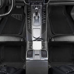 Waterproof Universal Fit Car Floor Mats, Faux Leather Car Carpet Mats, Black Car Mats with Anti-Slip Nibbs Backing & Driver Heel Pad Fit for SUV,Vans,sedans, Trucks,Set of 4pcs(All Black)