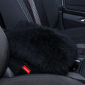 Furry Armrest Cover Auto Center Console Cover Car Soft Console Pad, Real Sheepskin Wool Soft Fluffy Auto Center Armrest Pad for Most Car Decoration Protector(Black)