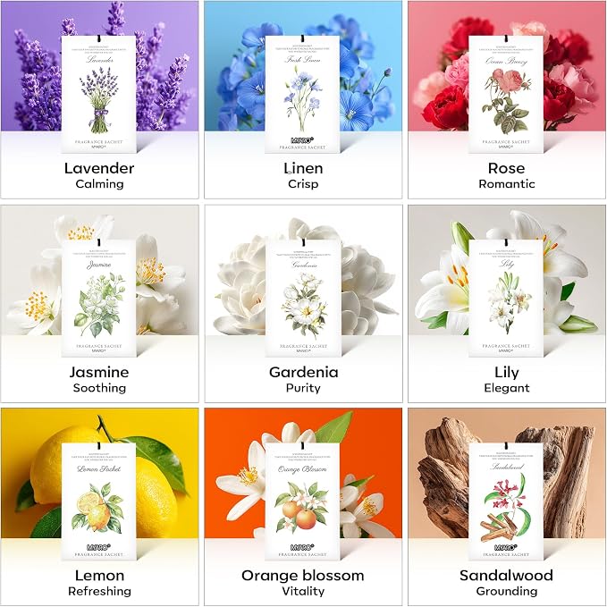 Scented Sachet House Air Freshener - 12 Pack Long Lasting Gardenia Fragrance Deodorizer for Home Closet Drawer Car