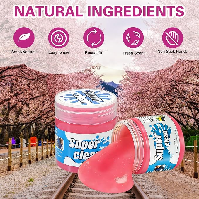 Car Cleaning Gel Putty, Reusable Interior Cleaning Slime Dust Remover, Auto Detailing Cleaning Gel for Vents Keyboard Crevice, Car Accessories Gift Yellow & Pink