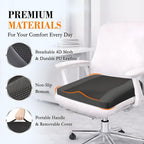 Car Seat Cushion, Comfort Memory Foam Car Cushions for Driving - Sciatica & Lower Back Pain Relief, Driver Seat Pillow for Auto, Office Chair, Wheelchair - Black