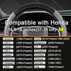 Customized Auto Car Steering Wheel Cover for Honda Accord Civic CR-V HR-V Pilot Fit Passport Odyssey 14.5-15inch(Black+Gray-Standard Size)