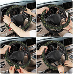Tropical Flowers Steering Wheel Cover,Berries and Leaves Elastic Non-Slip Steering Wheel Protector,Auto Interior Decor for Women Girls,Universal 15" Fit for Sedans,Trucks
