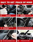 Steering Wheel Lock Anti-Theft Car Device Heavy Duty Security Car Lock Antitheft Locking Devices Great Deterrent Adjustable Car Wheel Lock Anti Theft for Vehicle Truck with 3 Keys(Black)