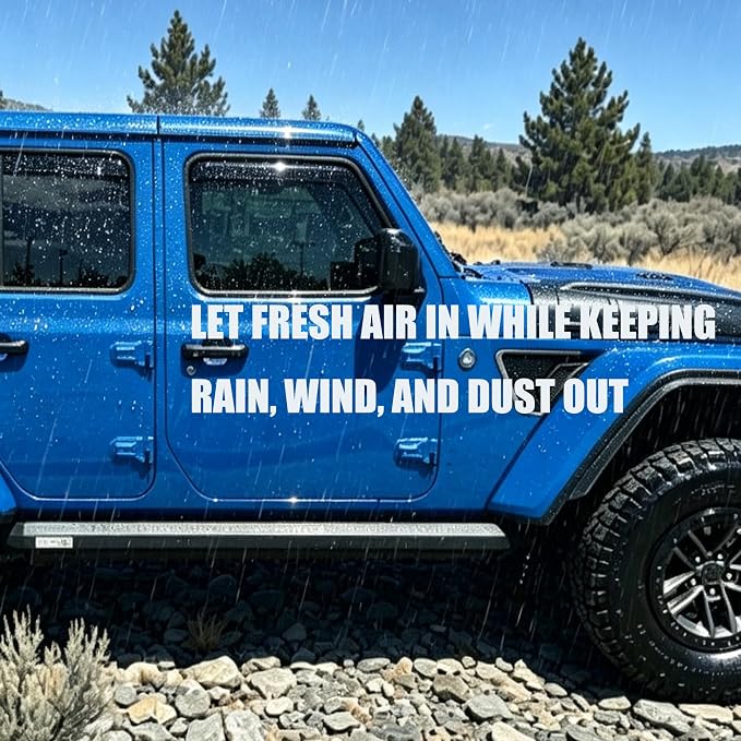 Window Visors Rain Guards for Jeep Wrangler JL 18-26 Gladiator 2020-2026 | In-Channel Window Deflectors, Vent Visor, Sun Shades, Window Shields, Truck Accessories, Dark Smoke