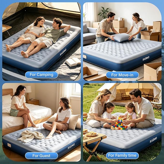 Twin Camping Air Mattresses with Cordless Battery Pump,TPU Self Inflatable Mattress, Blow up Mattress All Night Stability No Smell Air Bed for Tent Camping, Home, Guests, Car Travel