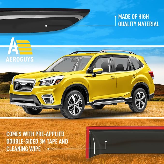 Extra Durable Window Deflectors Tape-On Window Visors Rain Guards Fit for Subaru Forester 2019-2024, Sun Visors, Wind Vent for Shades, Exterior Car Accessories - 4pcs. AG0773