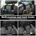 Car Seat Headrest Hook, Premium Suede Double Hook 2 Pack, Universal Hanging Accessories for Purse, Bag, Groceries - Car Interior Accessories (Black)