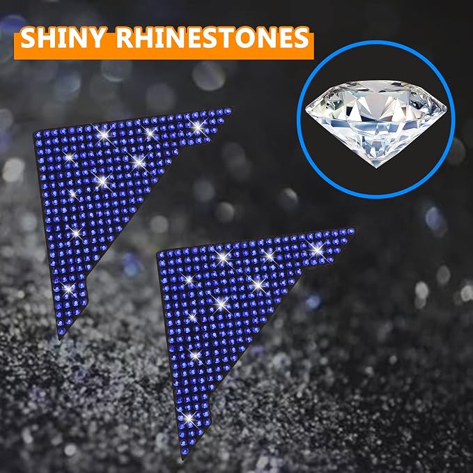 Rhinestone Anti-ScratchCar Edge Protector - 4pcs Bling Corner Bumper Sticker (Blue)