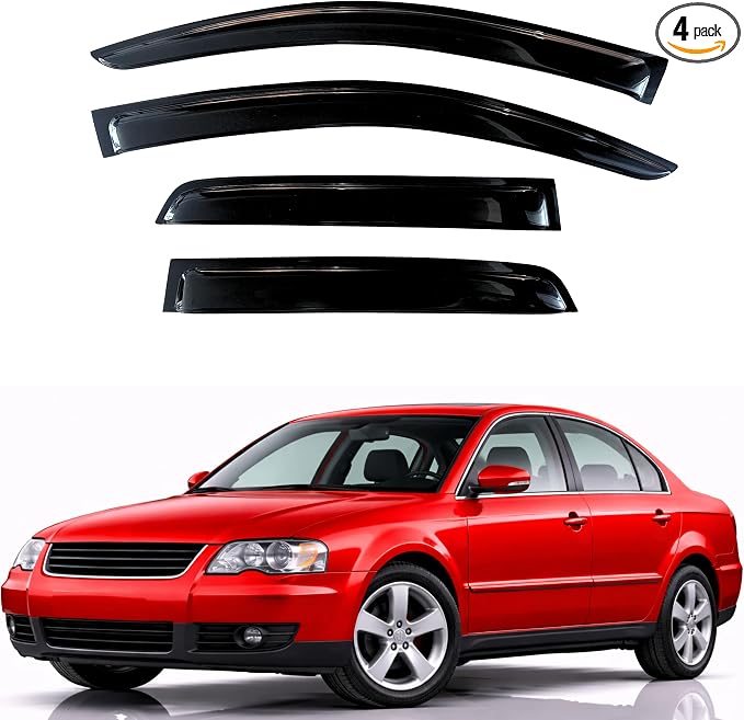 KPY Rain Guards Fit for 1997-2005 Volkswagen Passat, Out-Channel Window Visors Vent Wind Deflectors 4PC, Car Accessories for 97-05 VW Passat