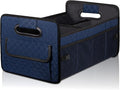 Car Trunk Organizer for SUV, Car Storage Organizer Collapsible Multi Compartment Container Box, Adjustable Car Accessories for Women/Men, Dark Blue
