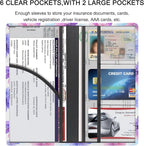 Premium Car Registration & Insurance Card Holder with Magnetic Shut, Vehicle Glove Box Car Organizer - For Documents, Cards, License (Floral B)