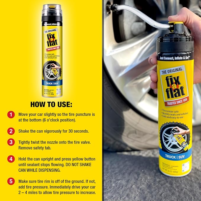 S60369 Aerosol Emergency Flat Tire Repair and Inflator, for X-Large Tires, Eco-Friendly Formula, Universal Fit for All Cars, Trucks and SUVs, 24 oz. (Pack of 1)
