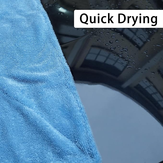 2 Pack Car Drying Towel, Premium Microfiber Towels for Cars, 1000GSM, Edgeless Twisted Loop Design, No Streaks, Scratches, or Water Spot, Absorbent Wash Towel, 18" x 24" (Blue&Grey)