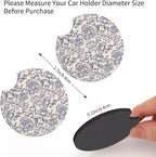 Blue Flower Steering Wheel Cover - Cute Anti-Slip Breathable Universal 14-15 in 2 Car Coasters for Men Women Beautiful Blue Floral Steering Wheel Cover Florals