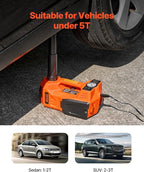 Electric Car Jack, 5 Tons /11000 lbs Electric Jack with Built-in Inflator, 12V Adjustable Tire Change Replacement with Secure Hammer & LED Light, Portable Jack kit for Sedan, SUV, Truck