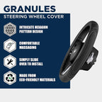 Car Steering Wheel Cover - Microfiber Leather Steering Wheel Wrap Sports 14.5-15 Inch Steering Wheel Cover Non-Slip for Men Women Black Color