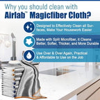 Airlab Glass Polishing Cloth Streak Free Miracle Cleaning Cloth Lint Free Microfiber Cleaning Rags for Glasses Kitchen Dish Mirrors Easy Clean, Pack of 8, 16" x 12", Grey-Yellow & Grey-Blue