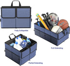Foldable Car Trunk Organizer for SUV, 3-Compartment, Blue | with Removable Divider, Side Pockets and Securing Straps