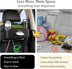 Mu&Ti Back Seat Car Organizer,4+2 in 1 Multifunctional Car Back Seat Storage Box with 2 Cup Holders, Tissue Box and Hook - Ideal for Kids and Travel(Black)