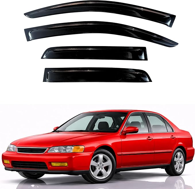 KPY Rain Guards Fit for 1994-1997 Honda Accord Sedan, Out-Channel Window Visors Vent Wind Deflectors 4PC, Car Accessories for 94-97 Accord (Sedan Only)