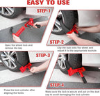 2Pcs Universal Heavy Duty Wheel Lock - Anti Theft Trailer Lock & Car Boot, Adjustable Security Tire 11.4" for Trailers, Cars, Golf Cart, ATV, SUV, RV, Boat, Camper, Motorcycle,6 Keys,Red+Black