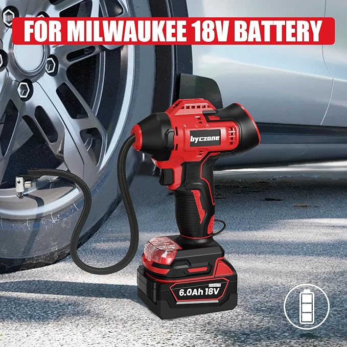 Tire Inflator Compatible with MILWAUKEE 18V Max Battery, 160 PSI Cordless Air Compressor With LCD Digital Pressure Gauge for Car, Bike, Sport Ball (No Battery)