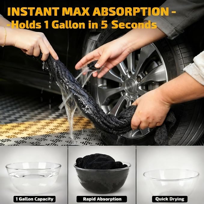 1-Pack 1200 GSM Car Drying Towels – Microfiber Towels for Cars (36" x 24"), Ultra-Absorbent, Streak-Free, Scratch-Free, No Water Spots, Double-Twist Pile & Edgeless Design