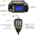 DB25 Pro Dual Band Quad-Standby Mini Mobile Car Truck Radio, 4 Color Display, 25W Vehicle Transceiver with Cable + High Gain Quad Band Antenna