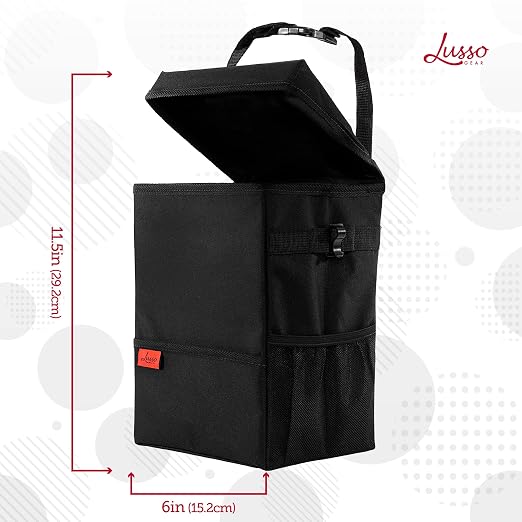 Car Trash Can, 3.5 Gallon Capacity, Black Color, Manual-Lift Opening Mechanism