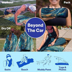 2 Pack Car Seat Towel Covers, Sweat-Proof Microfiber Seat Protectors for Gym, Running, Beach & Workout, Breathable Quick-Dry, Machine Washable, Ocean Cat Beach Print, Universal Fit