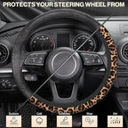 Leopard Steering Wheel Cover, Cheetah Universal Car Steering Wheel Covers for Women & Men, 15 Inch Anti-Slip Neoprene Stretchy Car Accessories Case for Vehicle Truck SUV