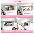 Car Sun Visor Vanity Mirror - Rechargeable Makeup Mirror with 60 LEDs, 3 Light Modes & Dimmable Touch Control for Cars, Trucks, SUVs, Car Interior Accessories for Women (Pink)