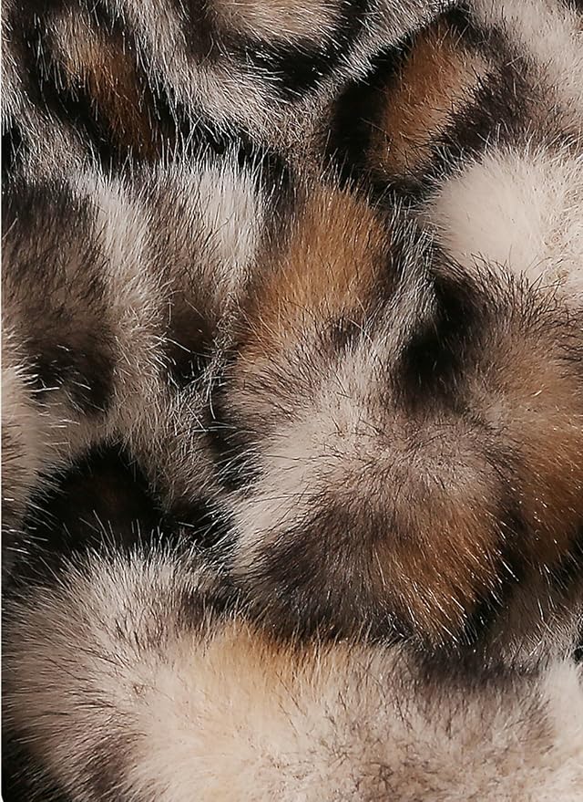 Fluffy Cheetah Car Steering Wheel Cover Luxurious Faux Fur Leopard Print Cute Wheel Protector Universal 15 Inch Fit for Vehicle, Car, Auto, SUV Winter Warm (Coffee)