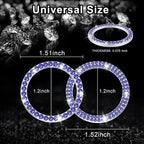 2 PCS Crystal Combinatorial Rhinestone Car Engine Start Decoration Ring, Push to Start Button Cover Sticker, Bling Car Interior Accessories for Women, Automotive Decals, Dark Blue