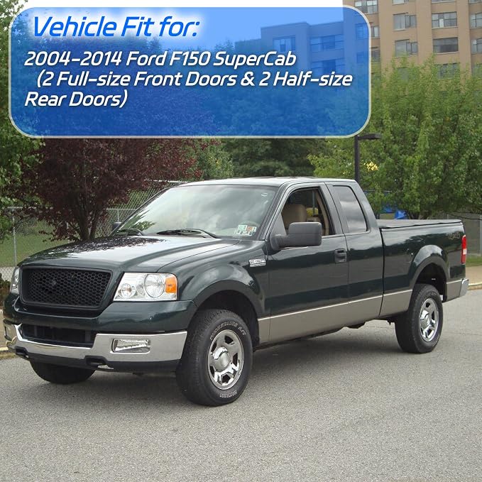 4PCS in Channel Rain Guards for 2004-2014 Ford F150 Extended Super Cab, Durable Side Window Deflectors,Vent Window Visors Shade Shield, 2005 2006 2007 2008 2009 2010 2011 2012 2013