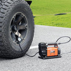12V Portable Tire Inflator, 7.06CFM Heavy Duty Air Compressor, 150PSI Offroad Air Pump with Adapters for Car SUV RV Truck - Include 6.5FT Power Cord, 26FT Air Hose with Pressure Gauge, Carry Bag