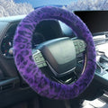 Purple Leopard Cheetah Steering Wheel Cover for Women Girls, Anti-Slip High Elastic Breathable Car Steering Wheel Cover, Universal 15 Inch Fit for Cars, Auto, SUVs