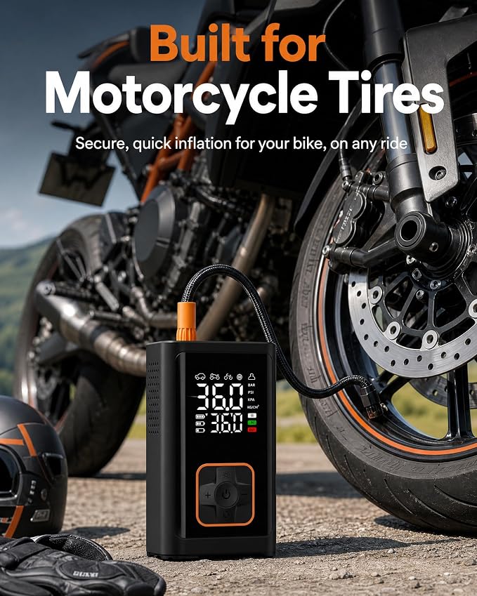 Tire Inflator Portable Air Compressor: 150PSI Cordless Air Pump with 4000mAh Battery, Digital Gauge Auto-Shutoff for Car Tires, Bike, Motorcycle, Balls, Pool Floats & Inflatables