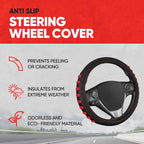 FlexGrip Red Steering Wheel Cover for Cars – Standard 15 inch Car Steering Wheel Cover, Red and Black Steering Wheel Protector for Auto Truck Van SUV