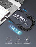 Coiled USB A to USB C Cable for Car, 2 Pack Type C Charger Fast Charging Cable 3FT, USB to USBC Cable for Carplay, Android Auto, iPhone 17 16 15 Pro Max, Samsung Galaxy S25 S24 S23 Ultra