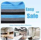 Cleaning Cloth Dry Erase Cloth Cleaning Rags Reasonable Kitchen Towels Microfiber Towels Cars Wash(6 x 6 Inch,Blue/Gray/Black,50 Pcs)