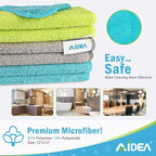 AIDEA Microfiber Cleaning Cloth-800PK, Soft Microfiber Towels for Cars, Absorbent Cleaning Rags, Lint-Free Streak-Free Wash Cloths for House, Kitchen, Window(12in.x12in)